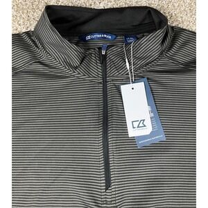 Cutter & Buck Virtue Eco Micro Stripe Quarter Zip Mens LT Black Grey BCK01258